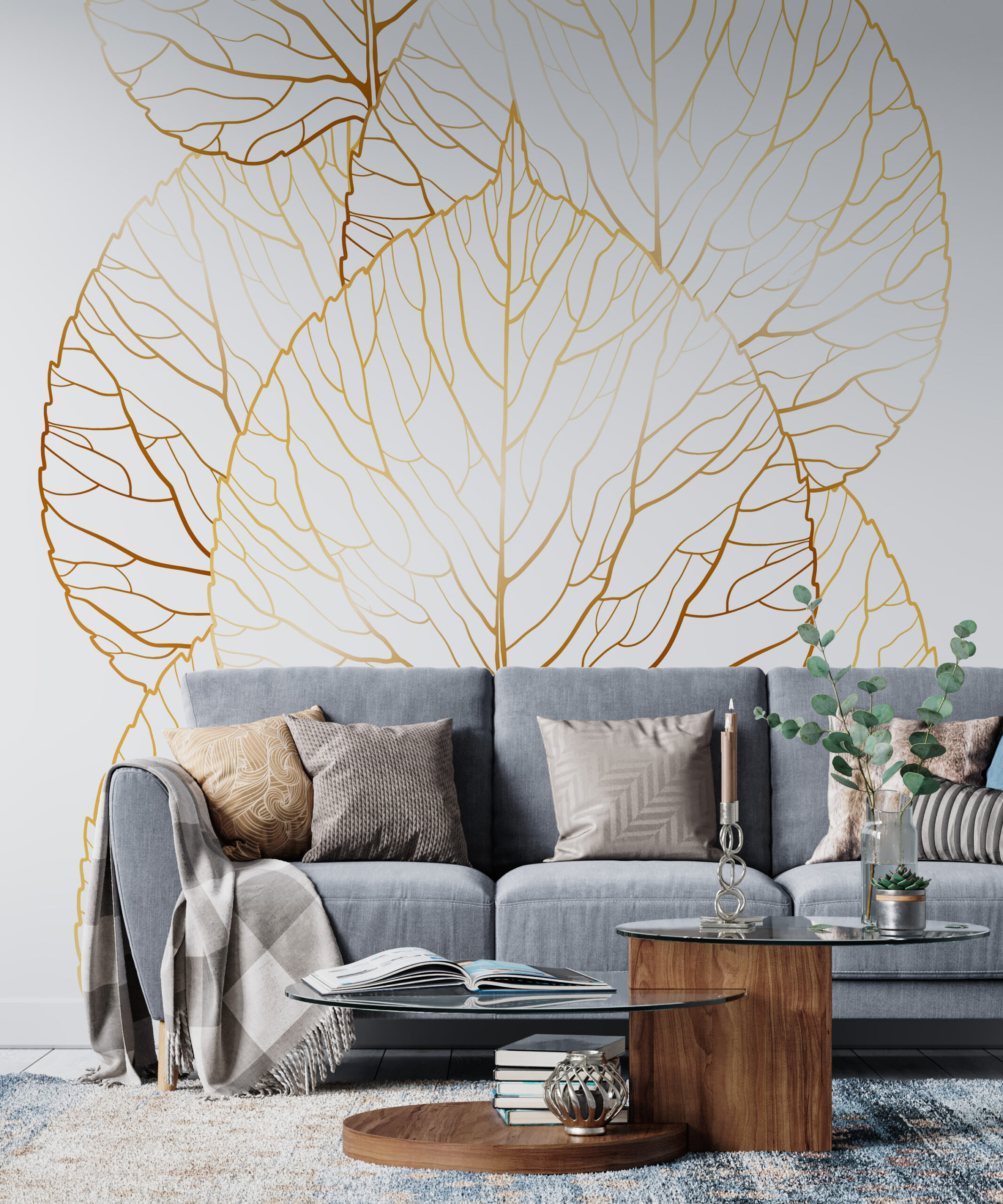 Fotomural Kontur av bladguld