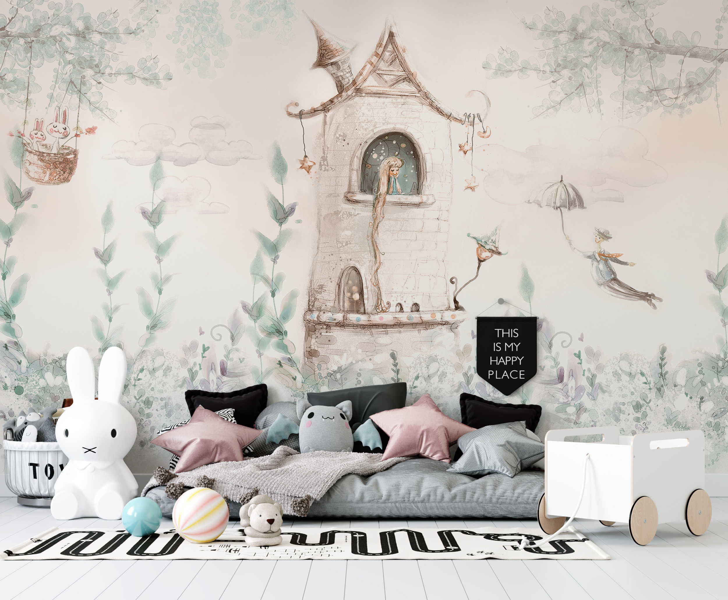 Väggmålning Prinsessan i tornet