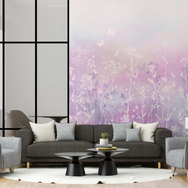 Fototapet av fältblommor i rosa