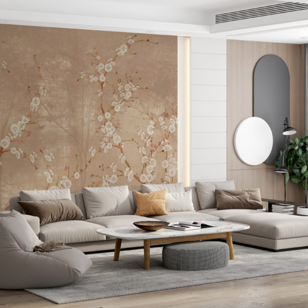 Fototapet Blommor i brunt