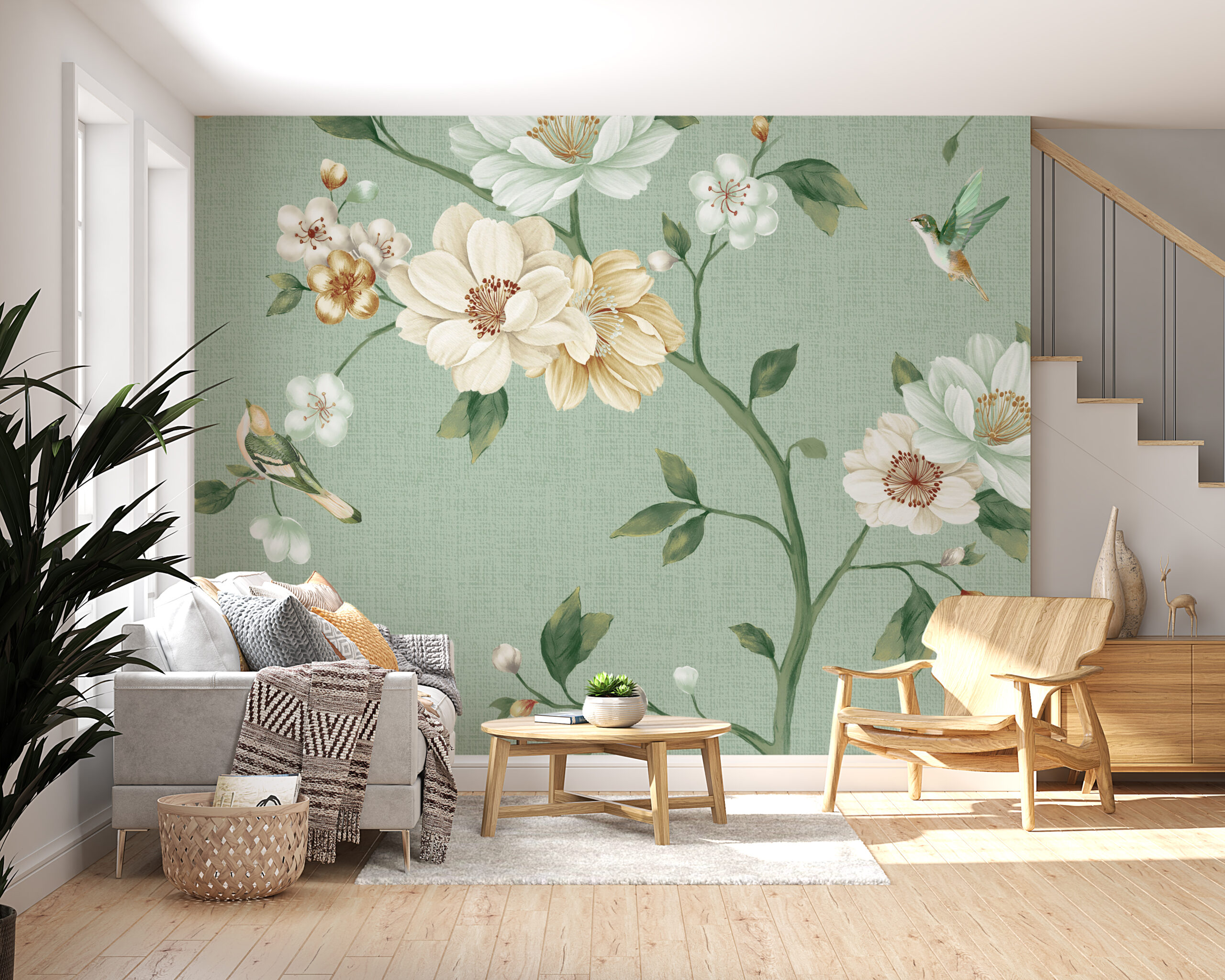 Väggmålning av kvistblomma