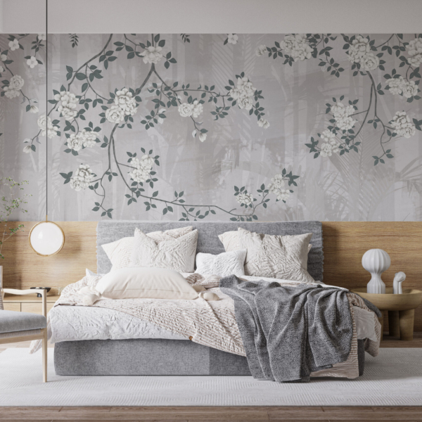 Fototapet Blommande grå