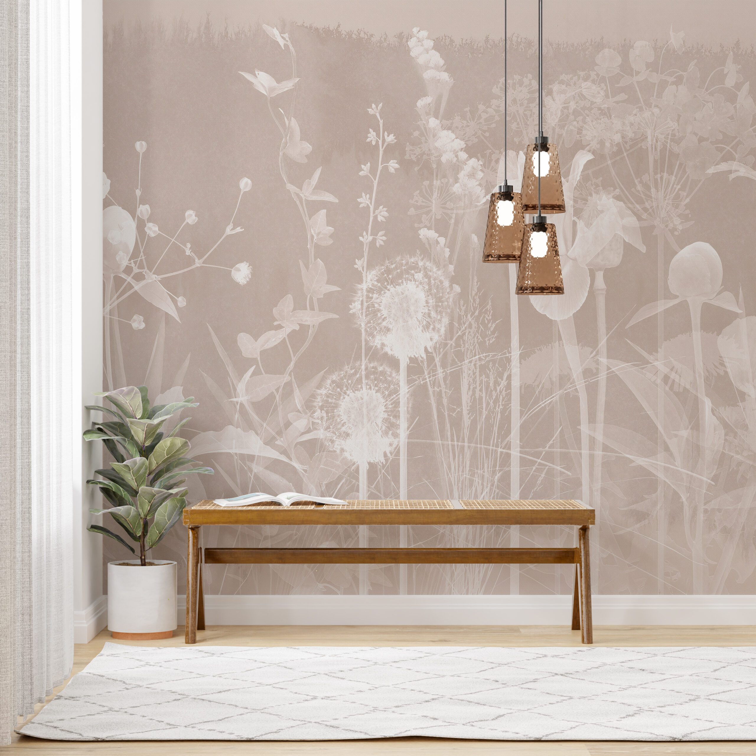 Väggmålning Äng i negativ