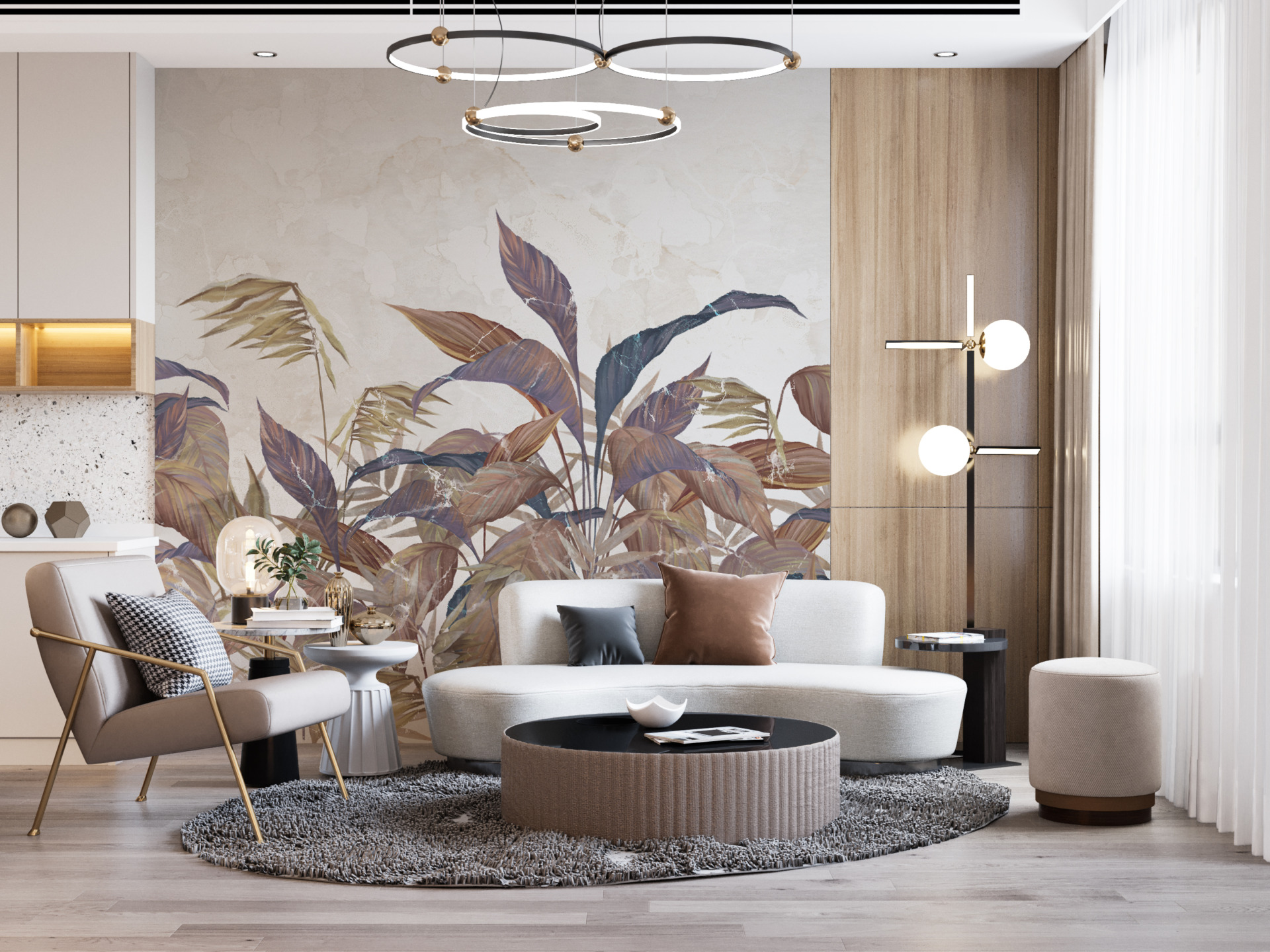 Fototapet - Löv mot en ljus bakgrund