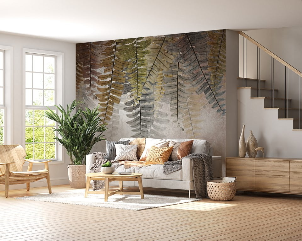 Fern löv väggmålning