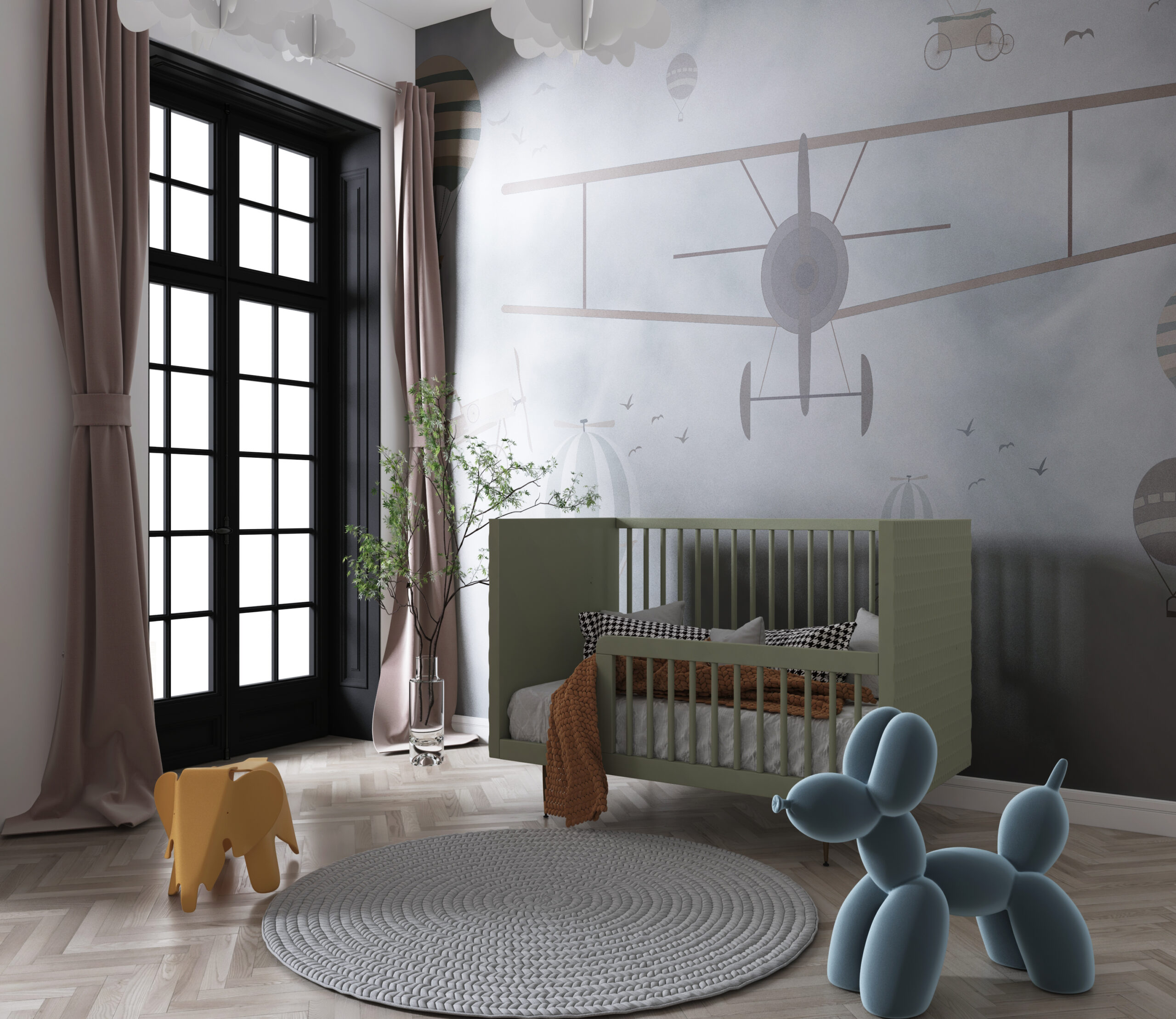 Muralmålning Flygning av ett biplan