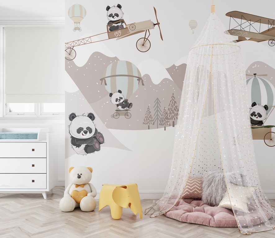 Fototapet av nallebjörnar i snön för barn