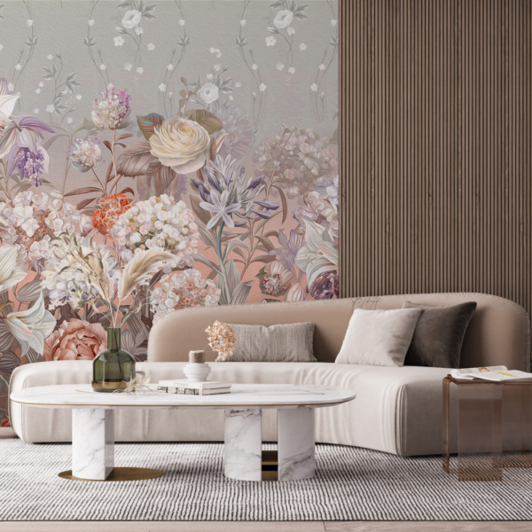 Väggmålning Trädgård full av blommor