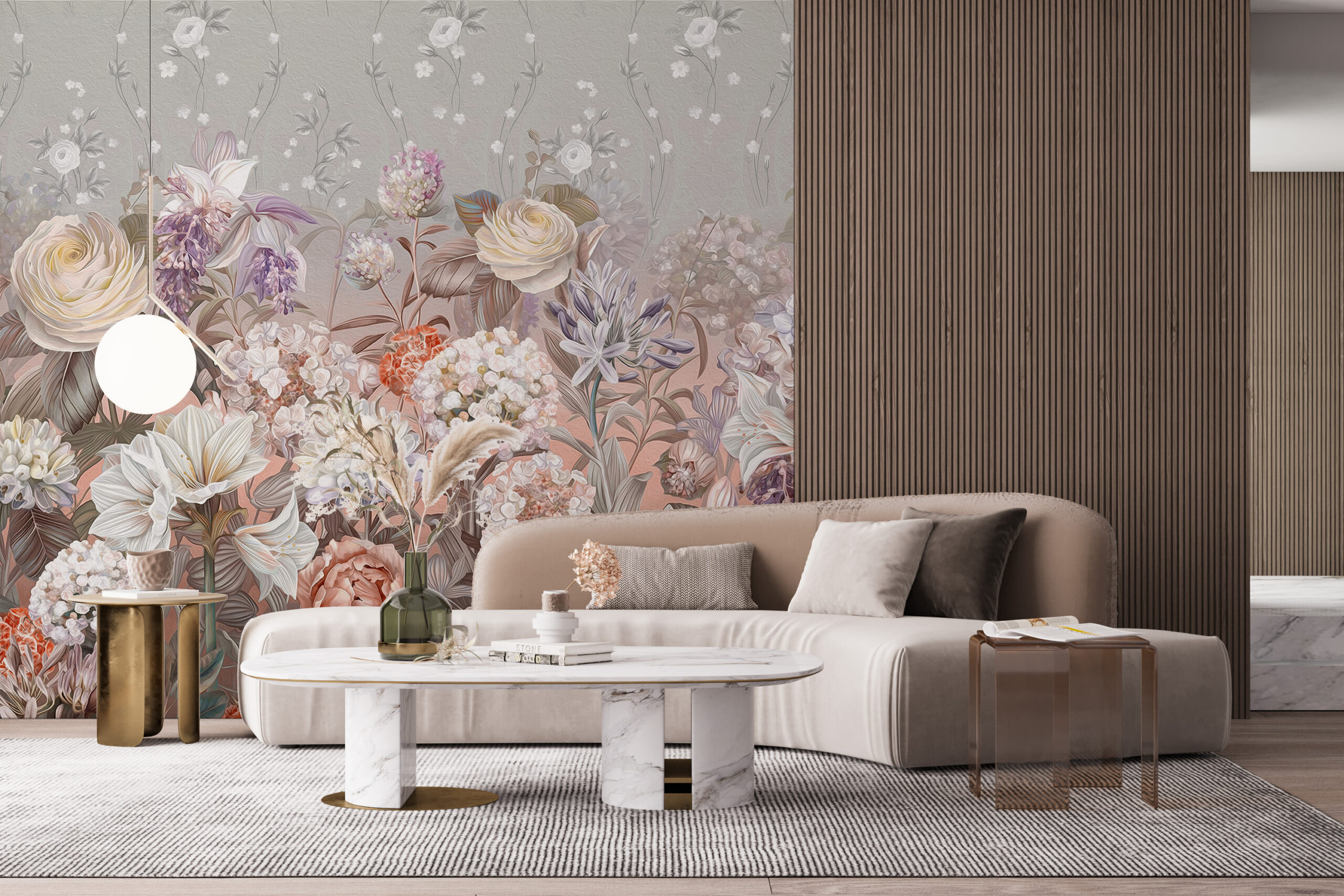 Väggmålning Trädgård full av blommor