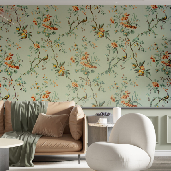 Väggmålning Orange blommor