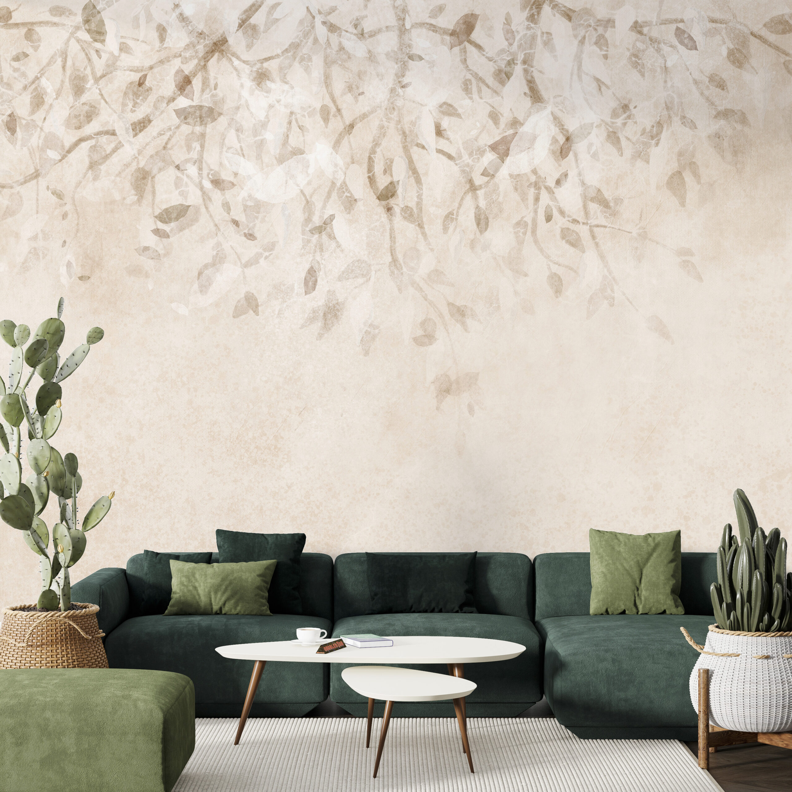 Varma färgade växter väggmålning