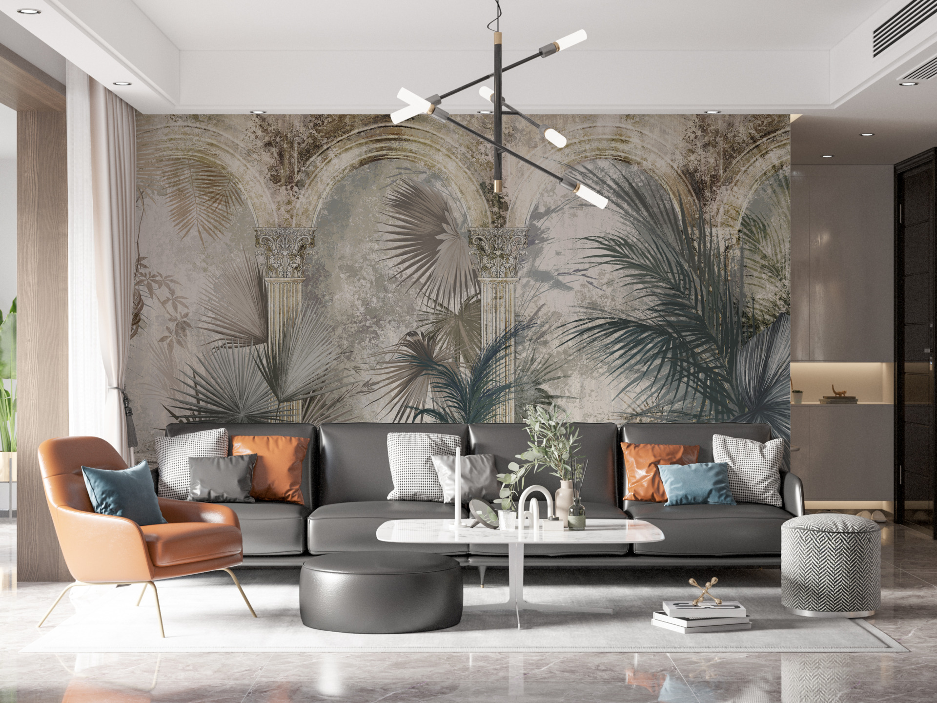 Vegetabilisk kolonnad väggmålning