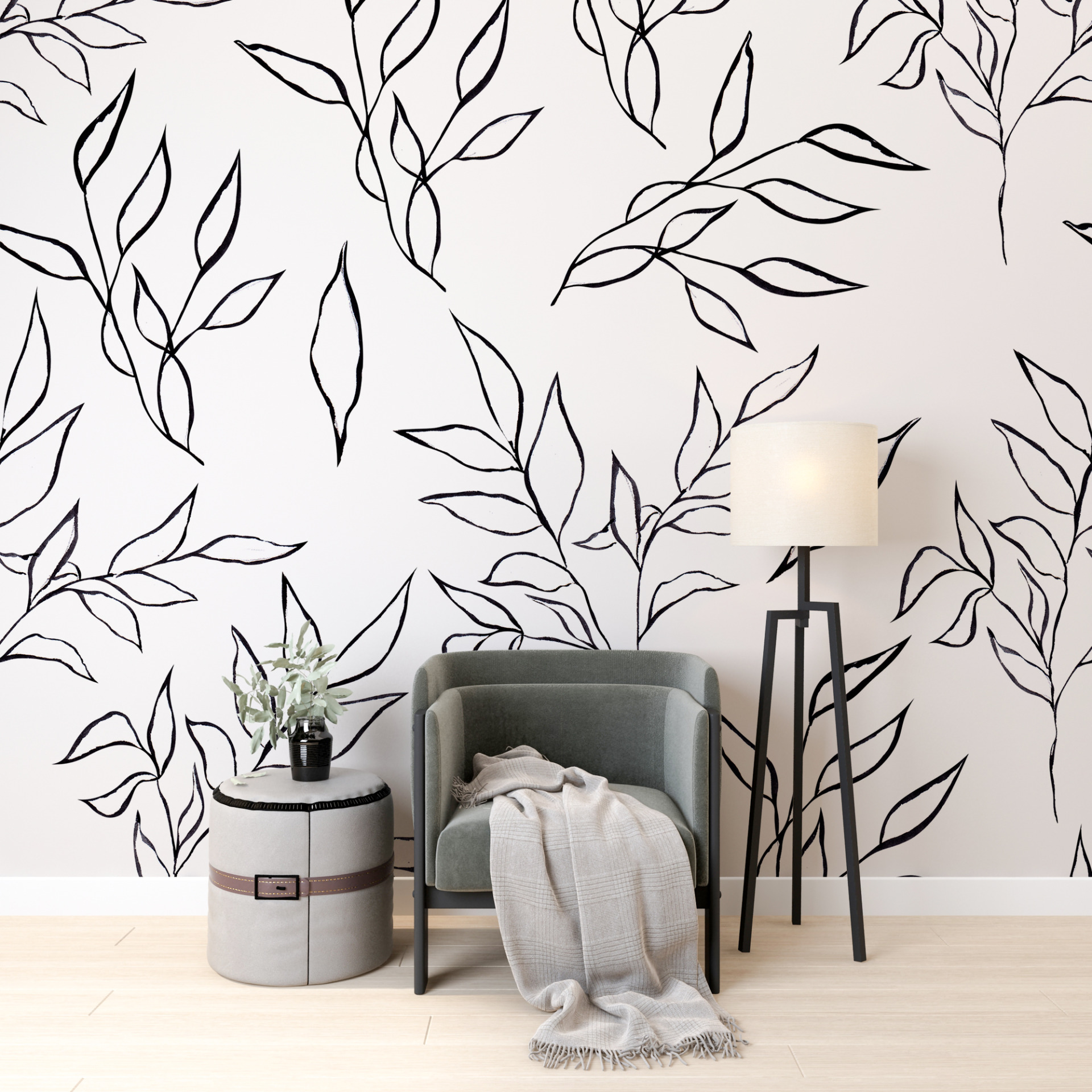 Muralmålning Teckning av kvistar