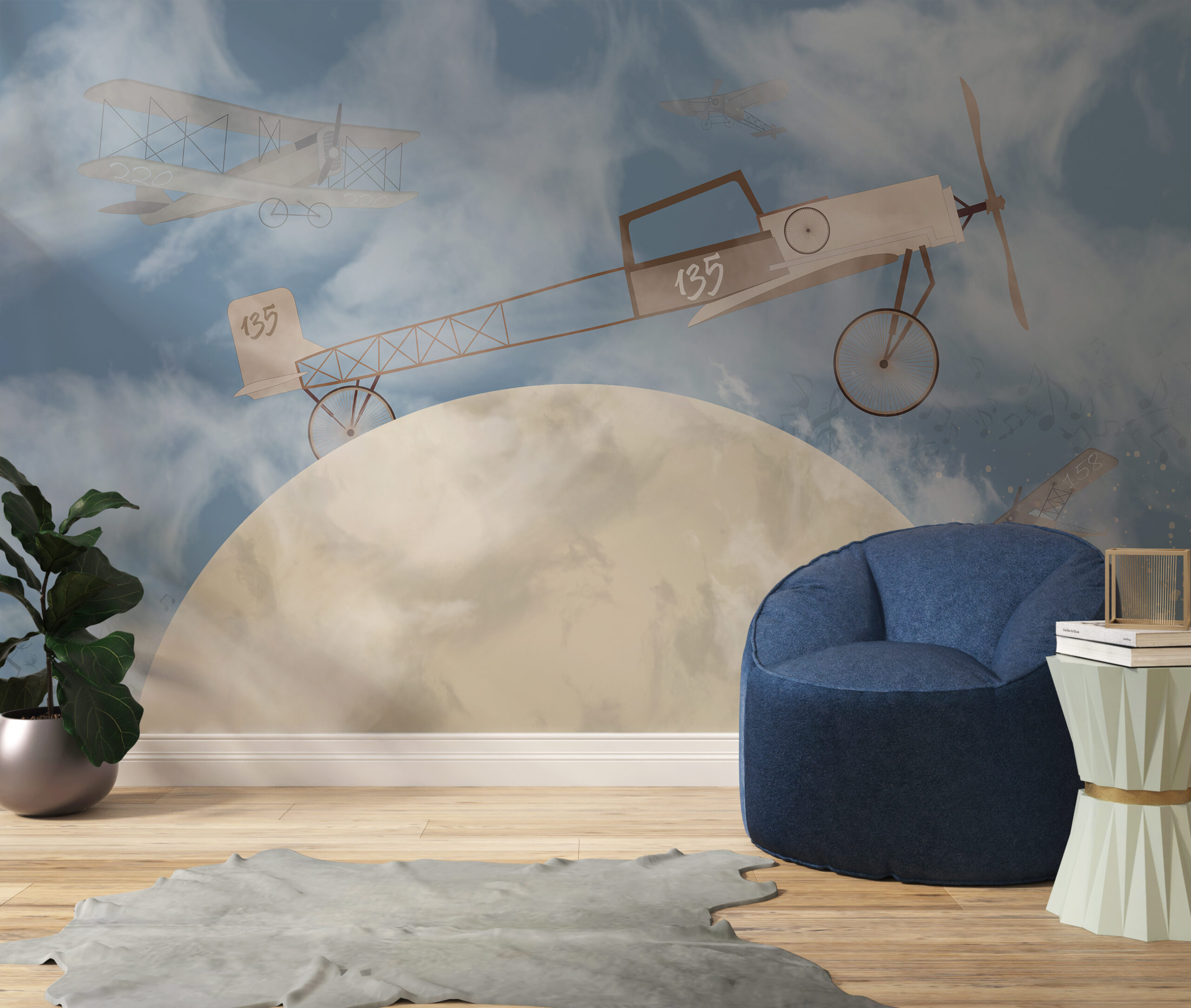 Fototapet Flygplan på månen