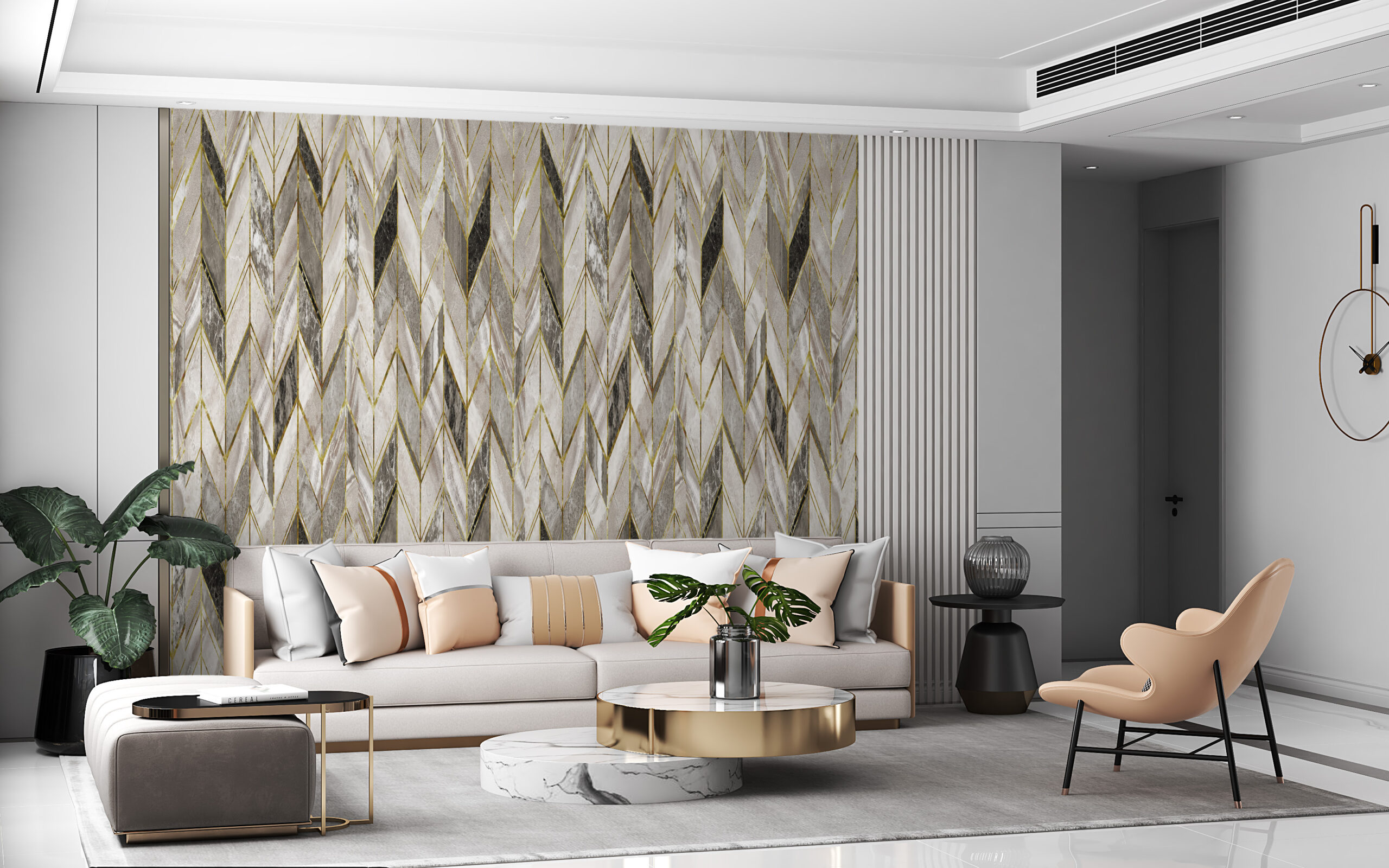 Fototapet Silver Fiskbensmönster