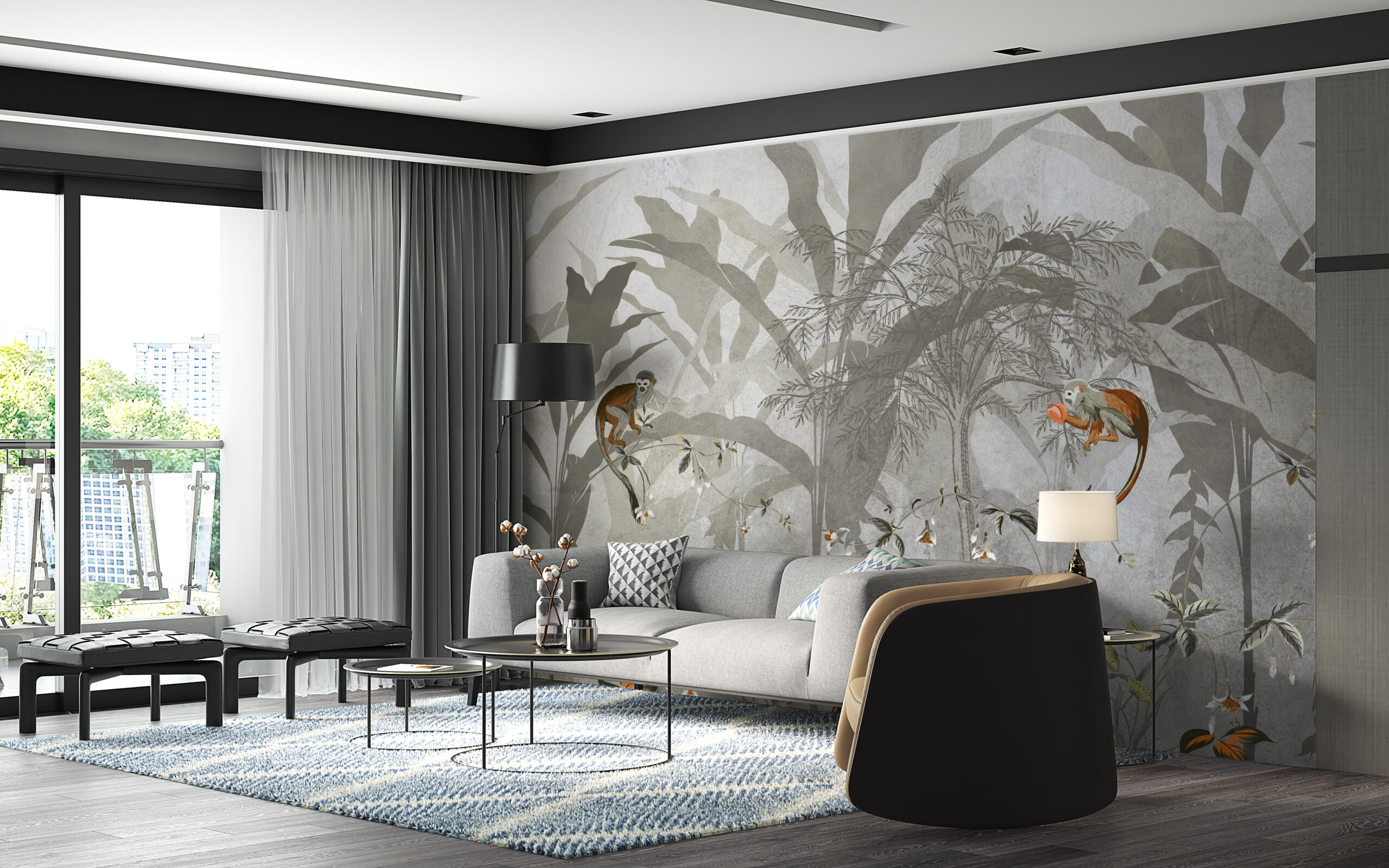 Fototapet Grå djungel