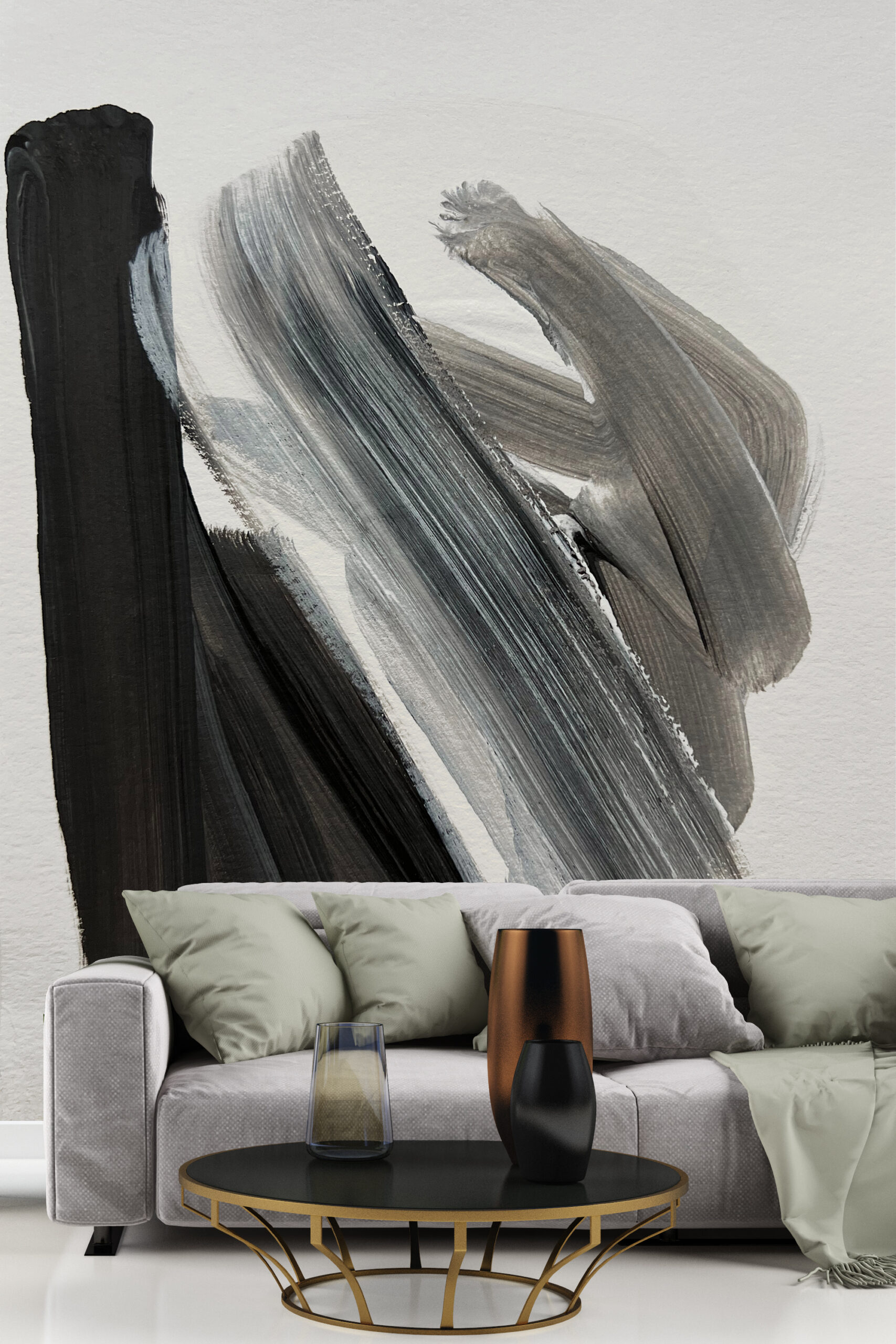 Väggmålning Grå och svart