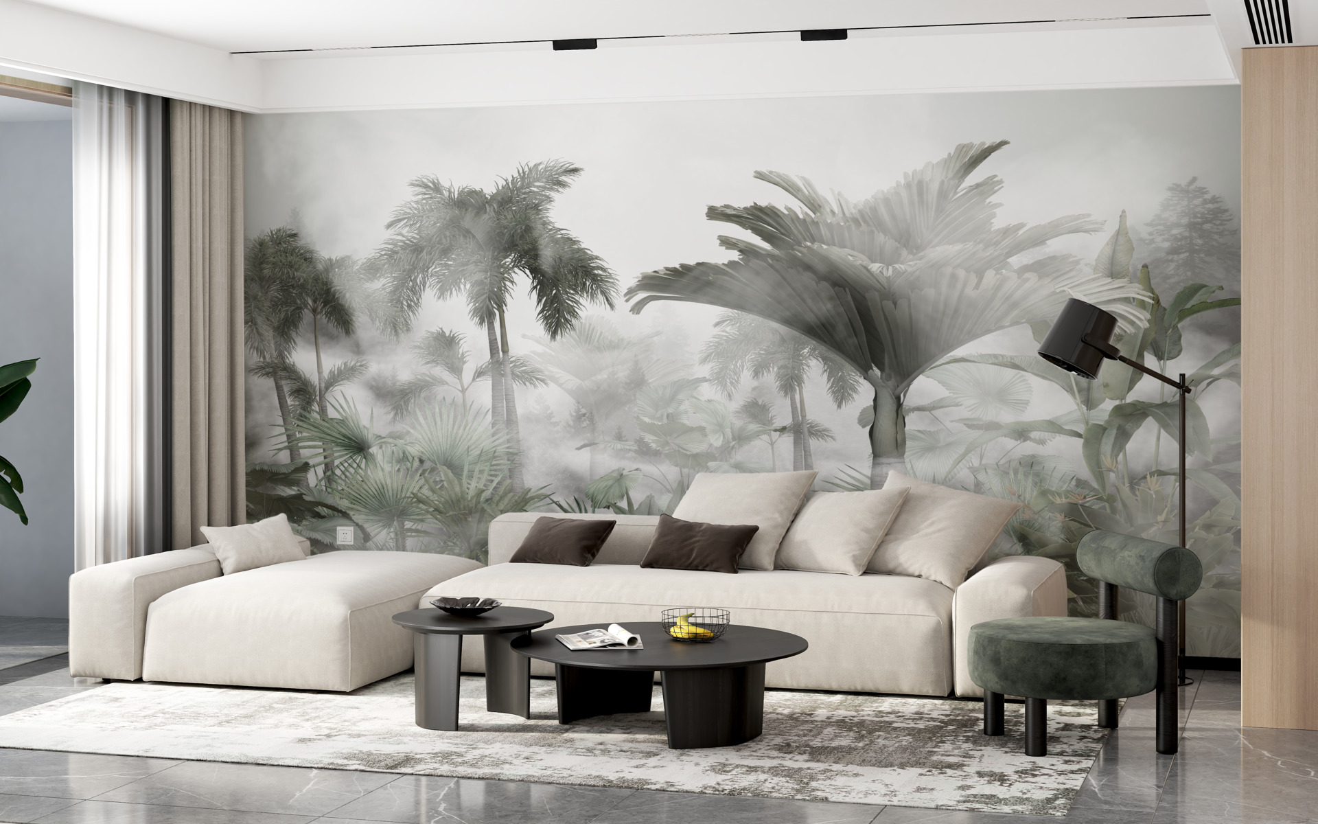 Mystisk djungel väggmålning