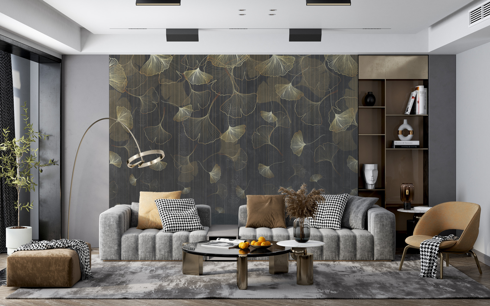 Muralmålning Dans av gyllene blad