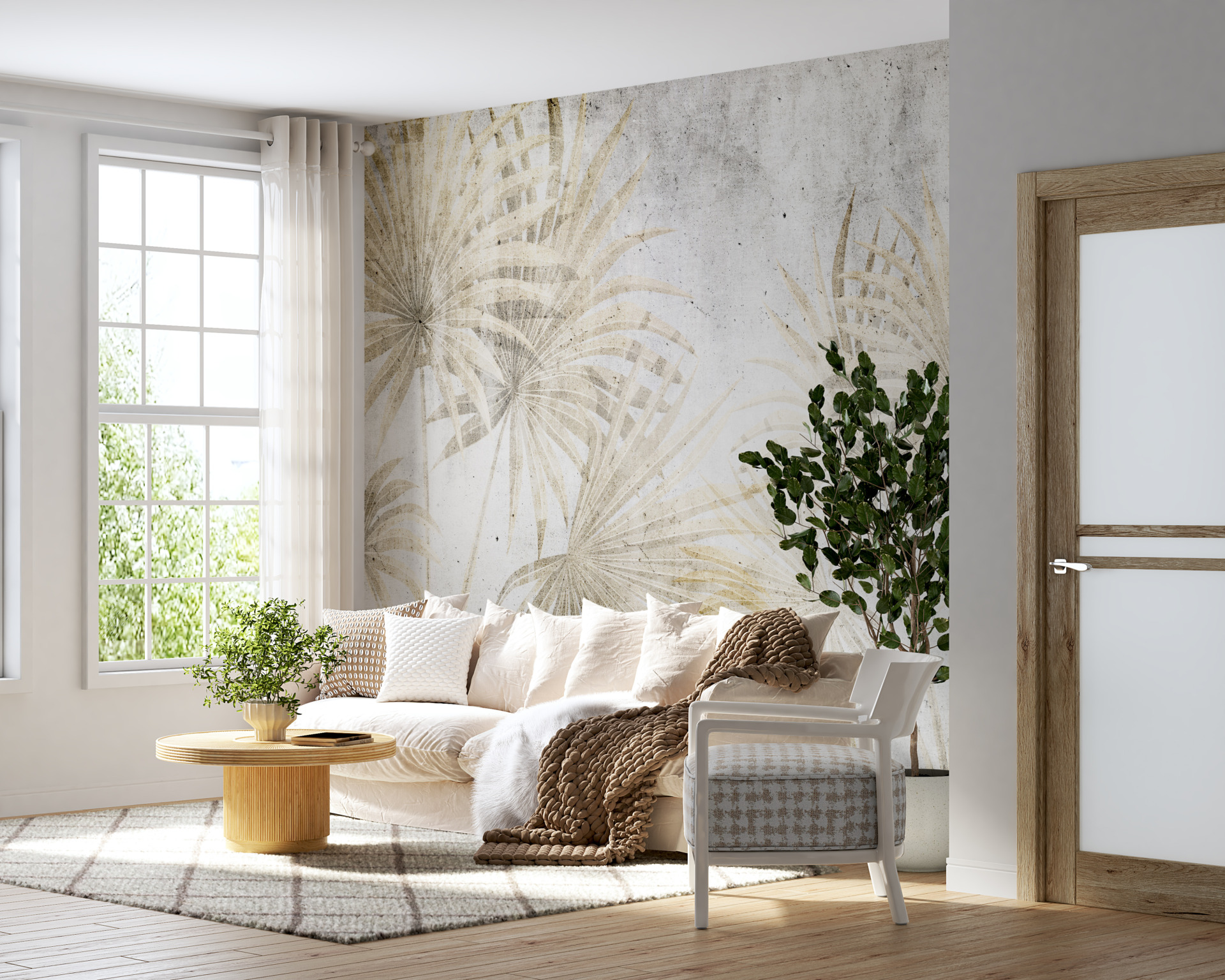 Fototapet I en fläkt av löv