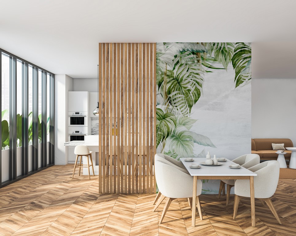 Exotisk kolumn grön tapet