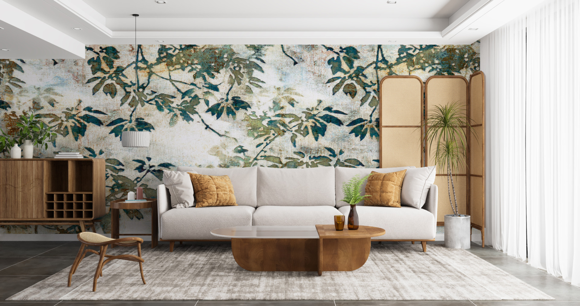 Fototapet Gröna små blad