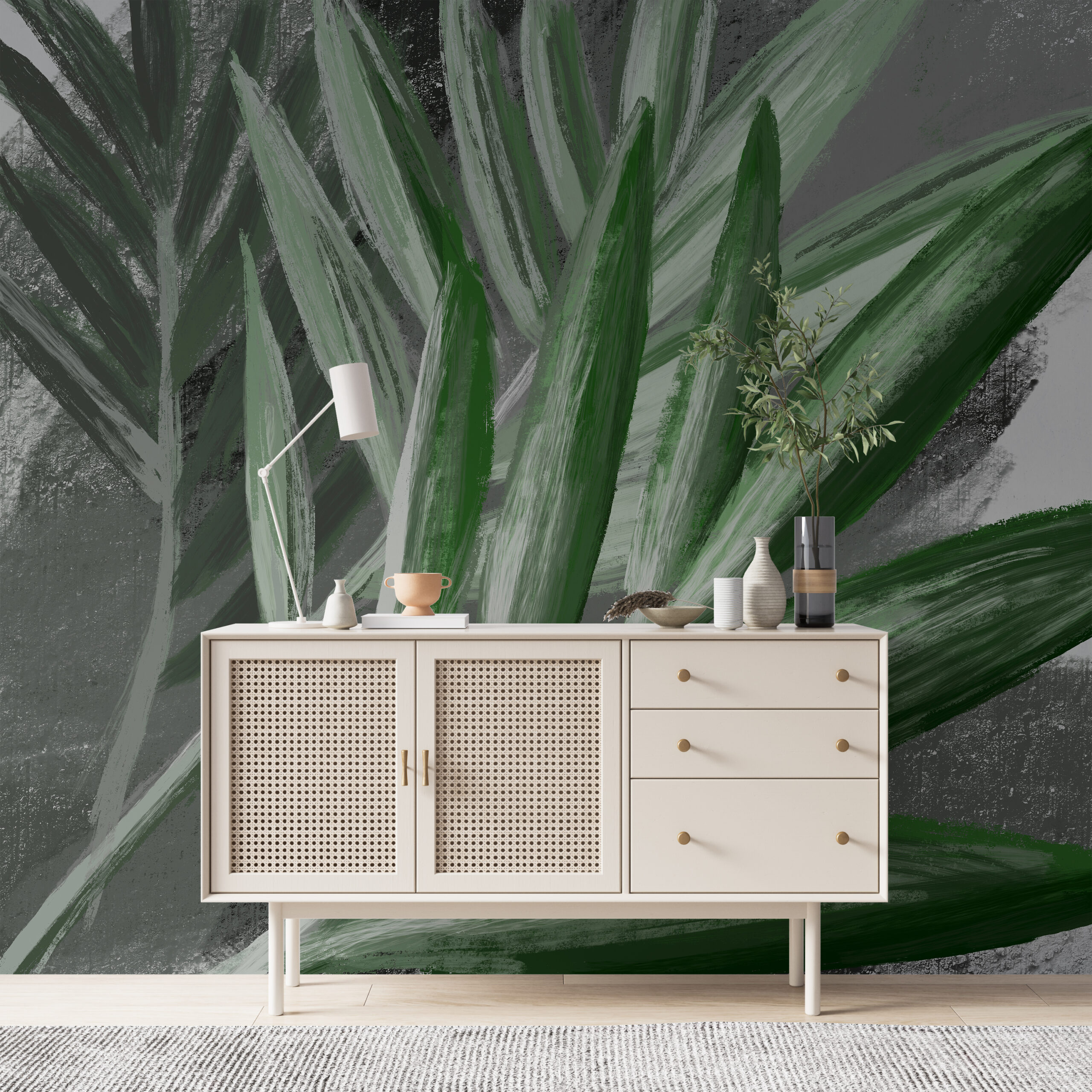 Gröna grenar väggmålning