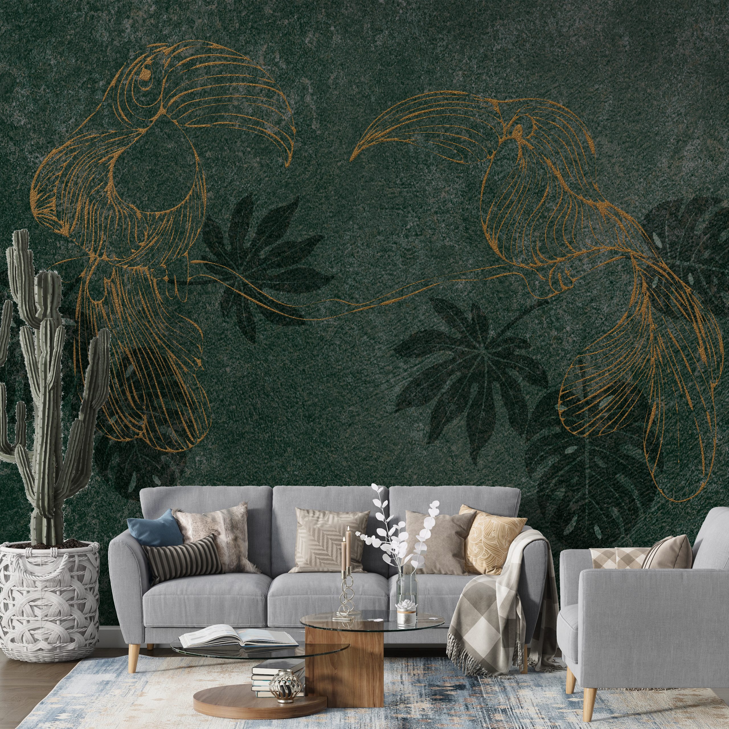 Fototapet Gyllene tukaner