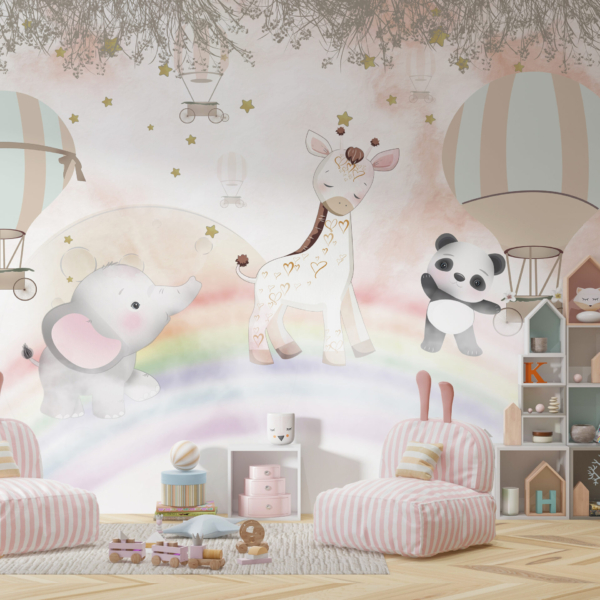 Bakgrund Djur på en regnbåge