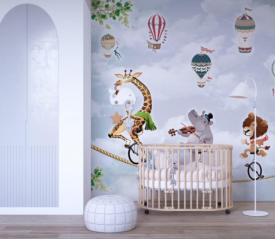 Fototapet Djur som dansar på ett rep