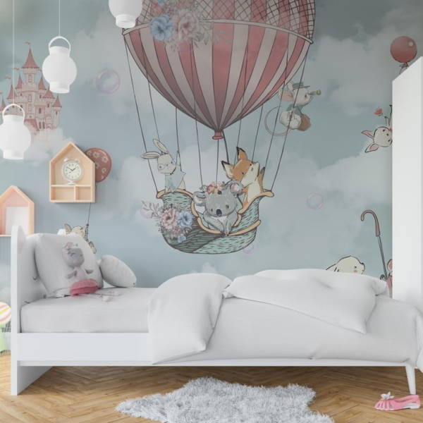 Bakgrund Djur i en färgad ballong