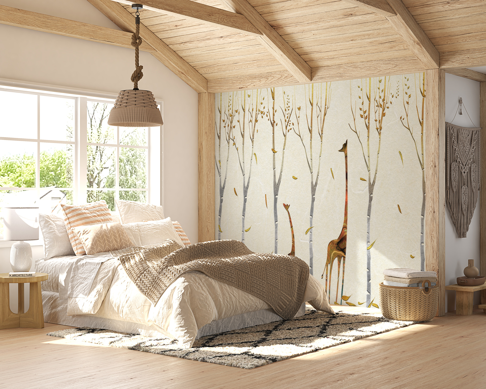 Fototapet av giraffer bland träden