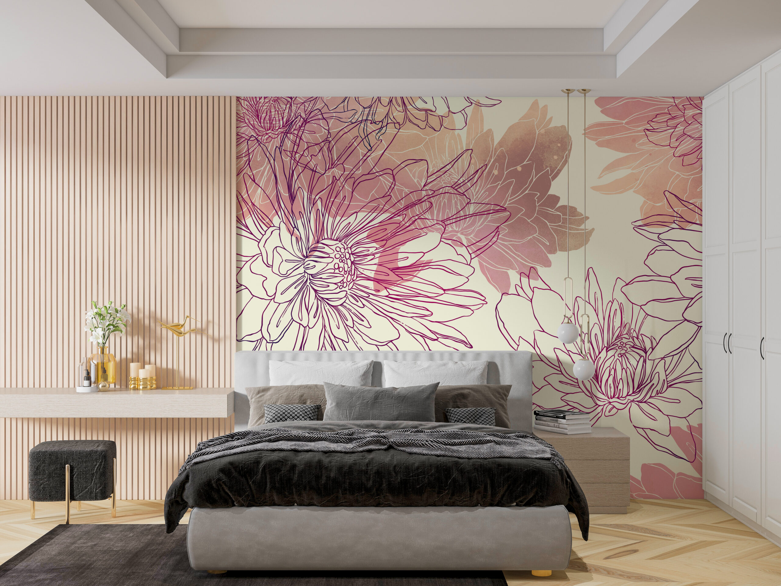 Fototapet Blommor i rosa