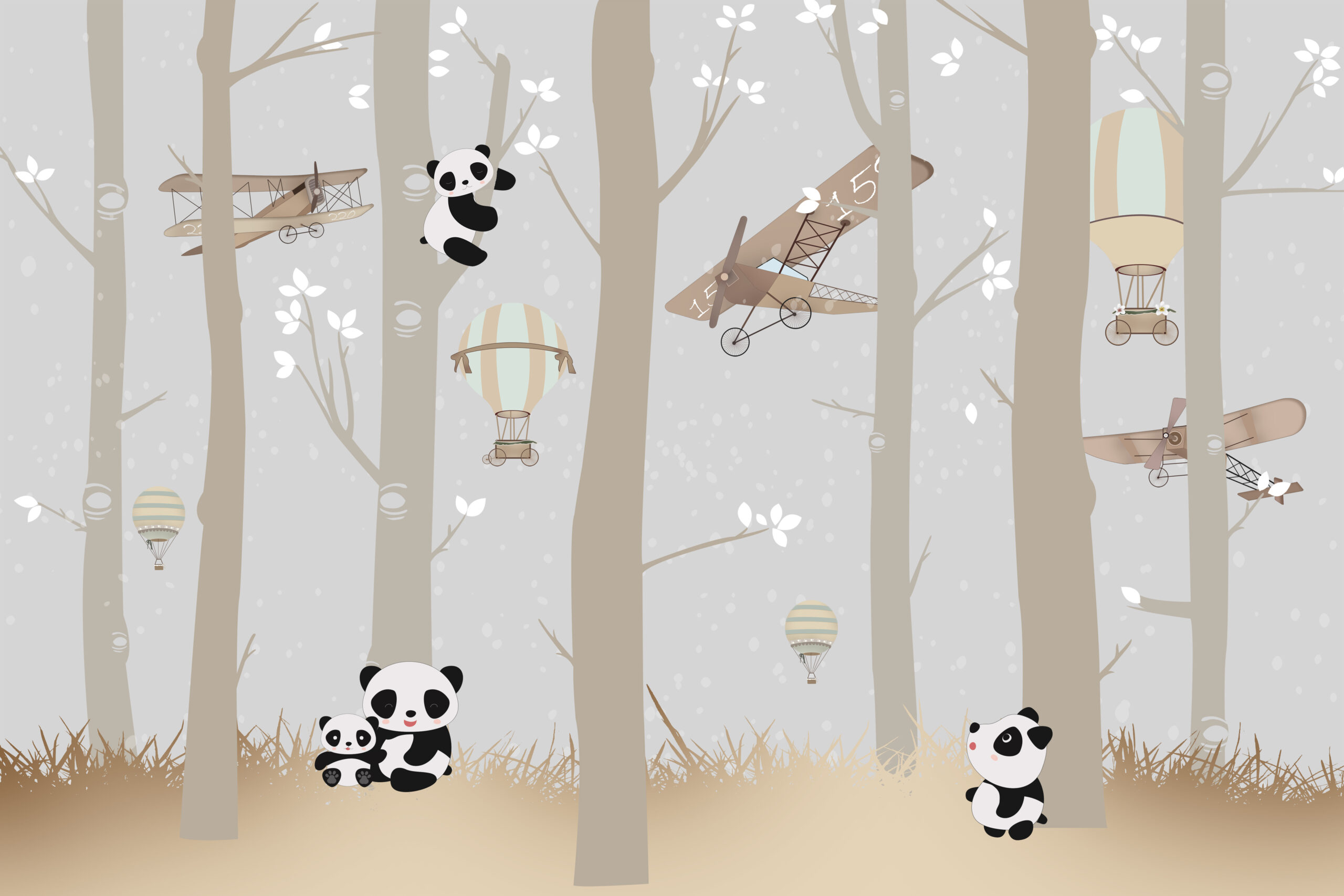 Cute,Pandas,Playing,In,The,Forest,Wallpaper