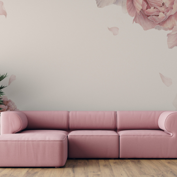 Fototapet Blommor i rosa och beige