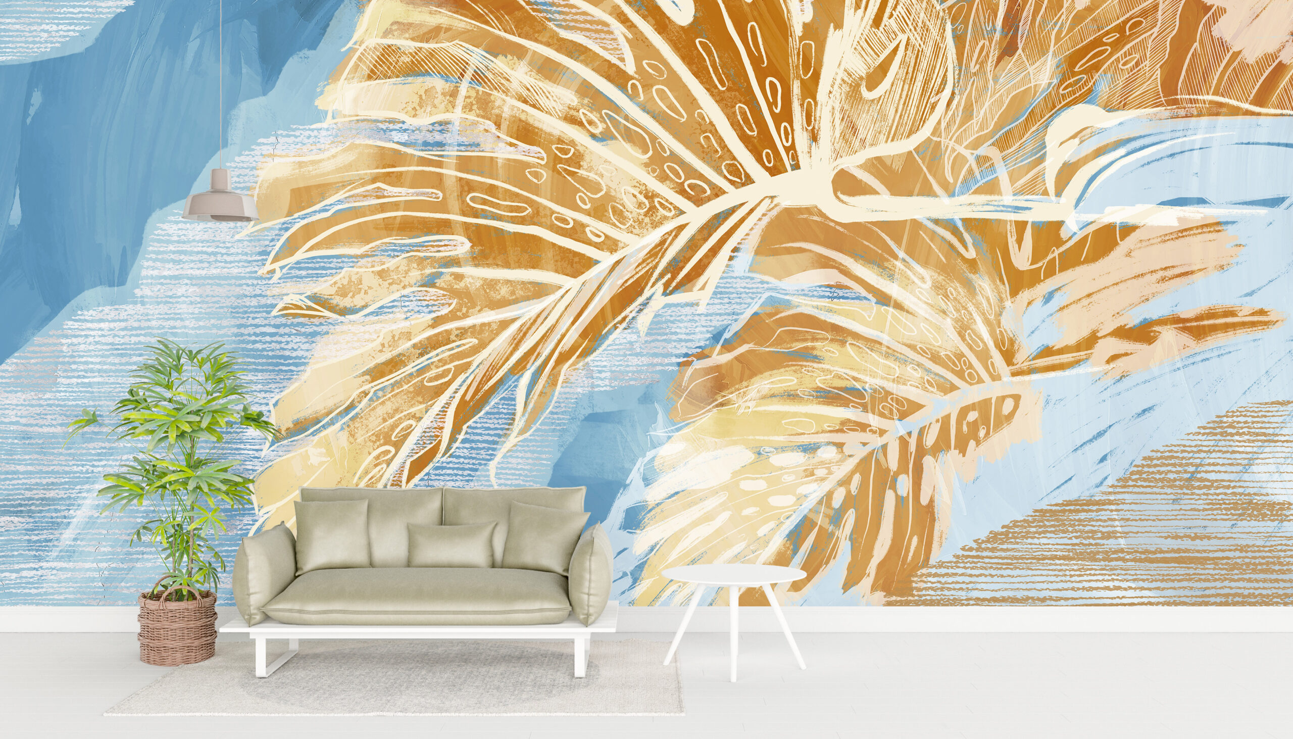 Väggmålning Golden Leaf Monstera