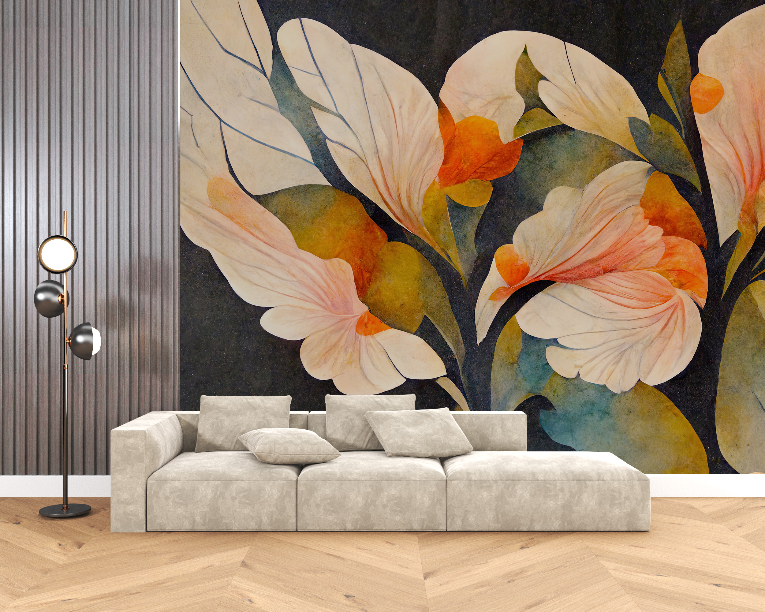 Fototapet Blommor vid solnedgången