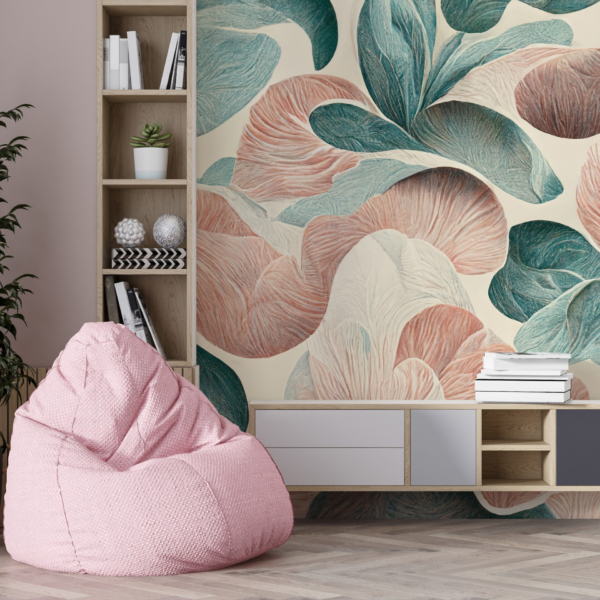 Fotomural Pastellfärgade löv