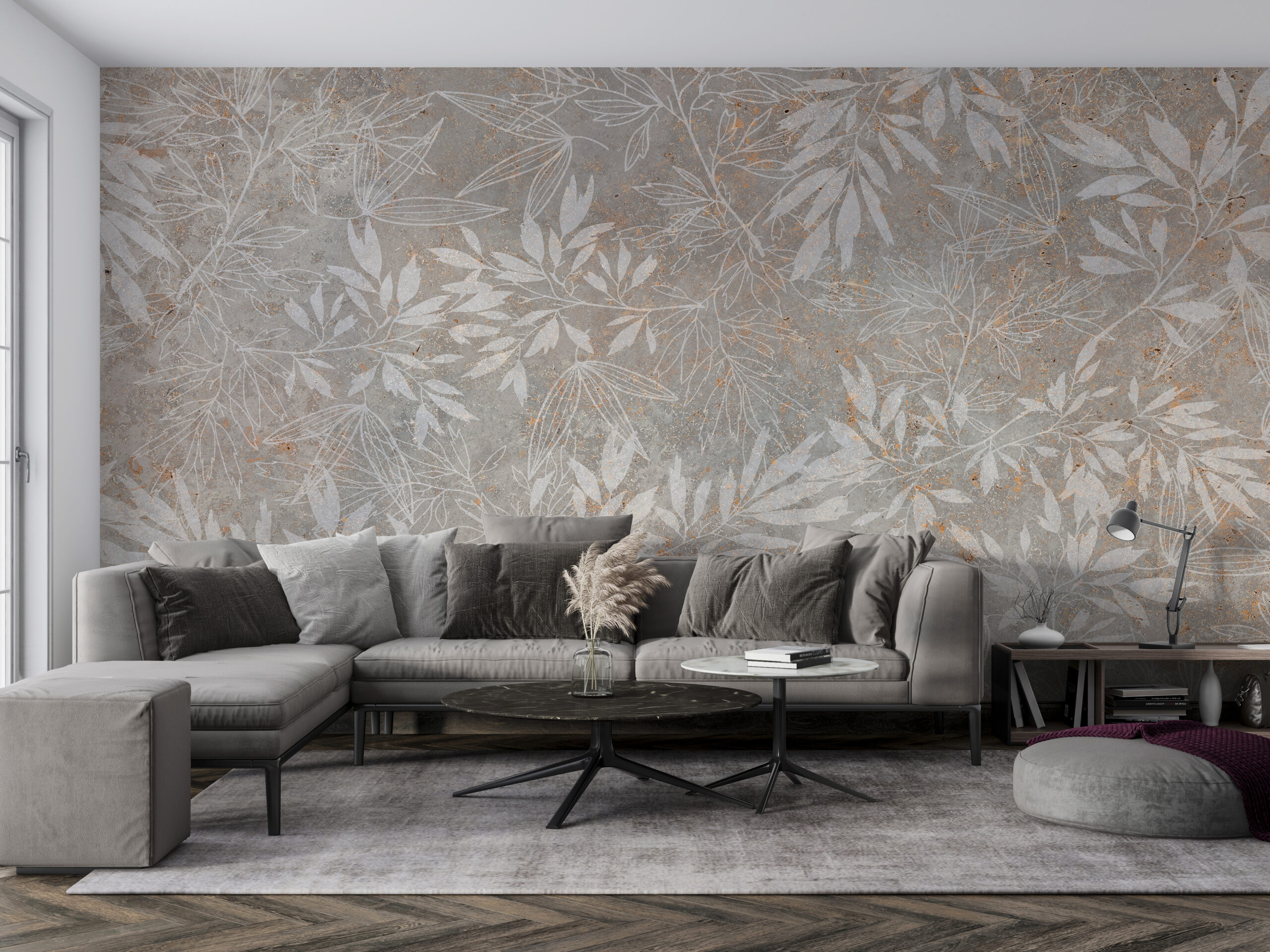 Väggmålning av känsliga blad