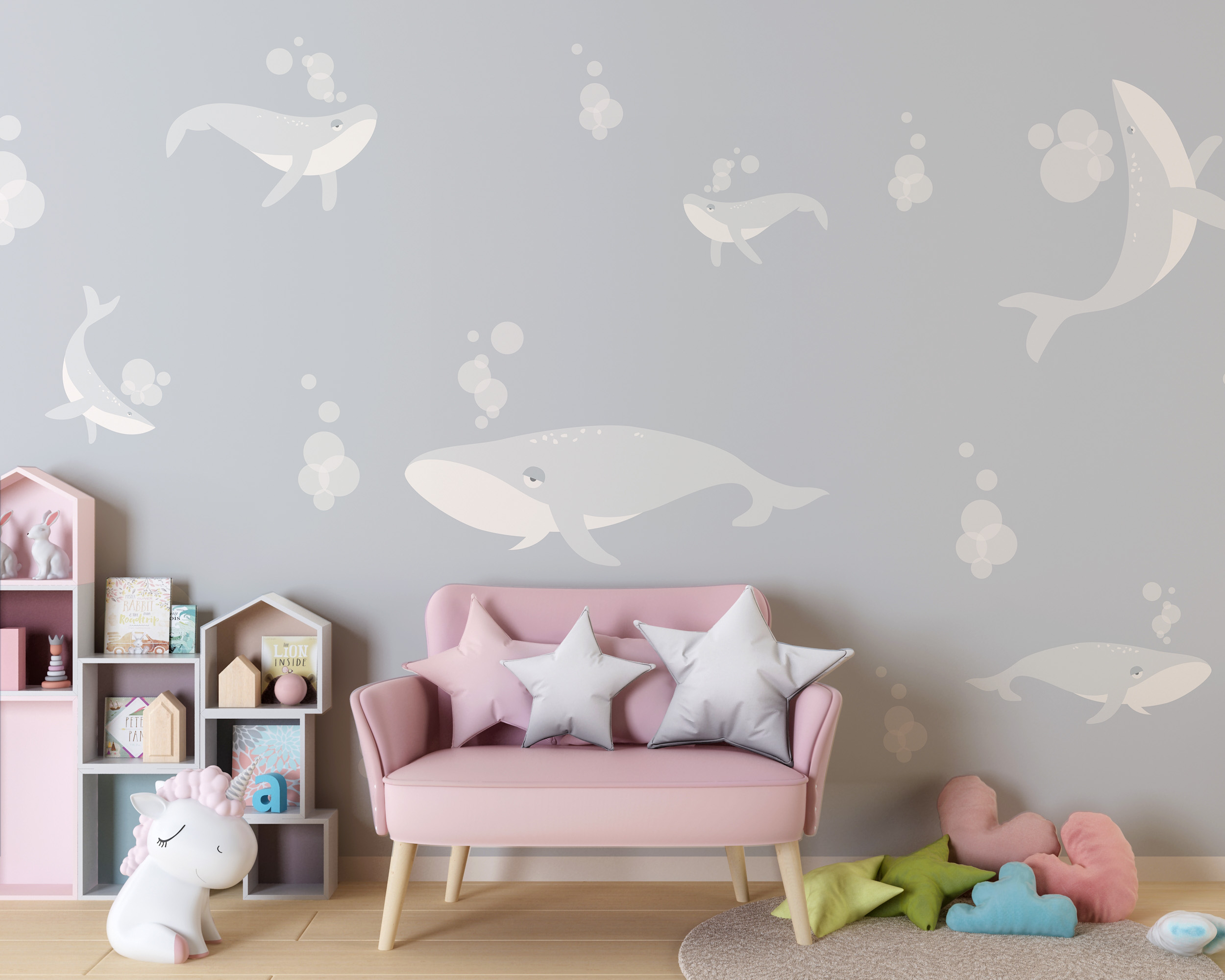 Väggmålning Undervattensvalar Grå