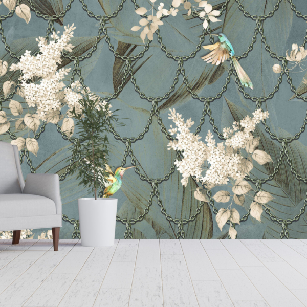 Väggmålning Tropisk skog bakom kedjor