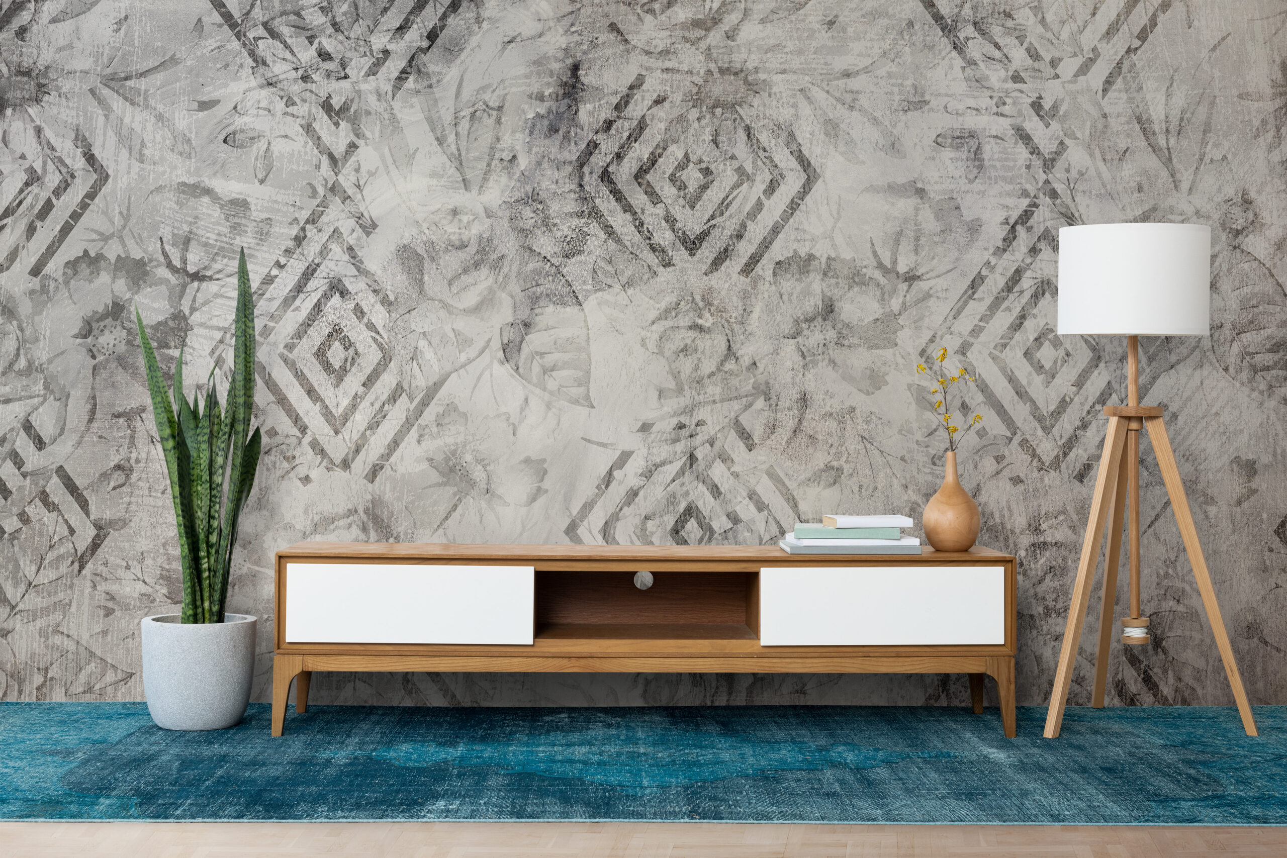 Bakgrund Geometri och blommor