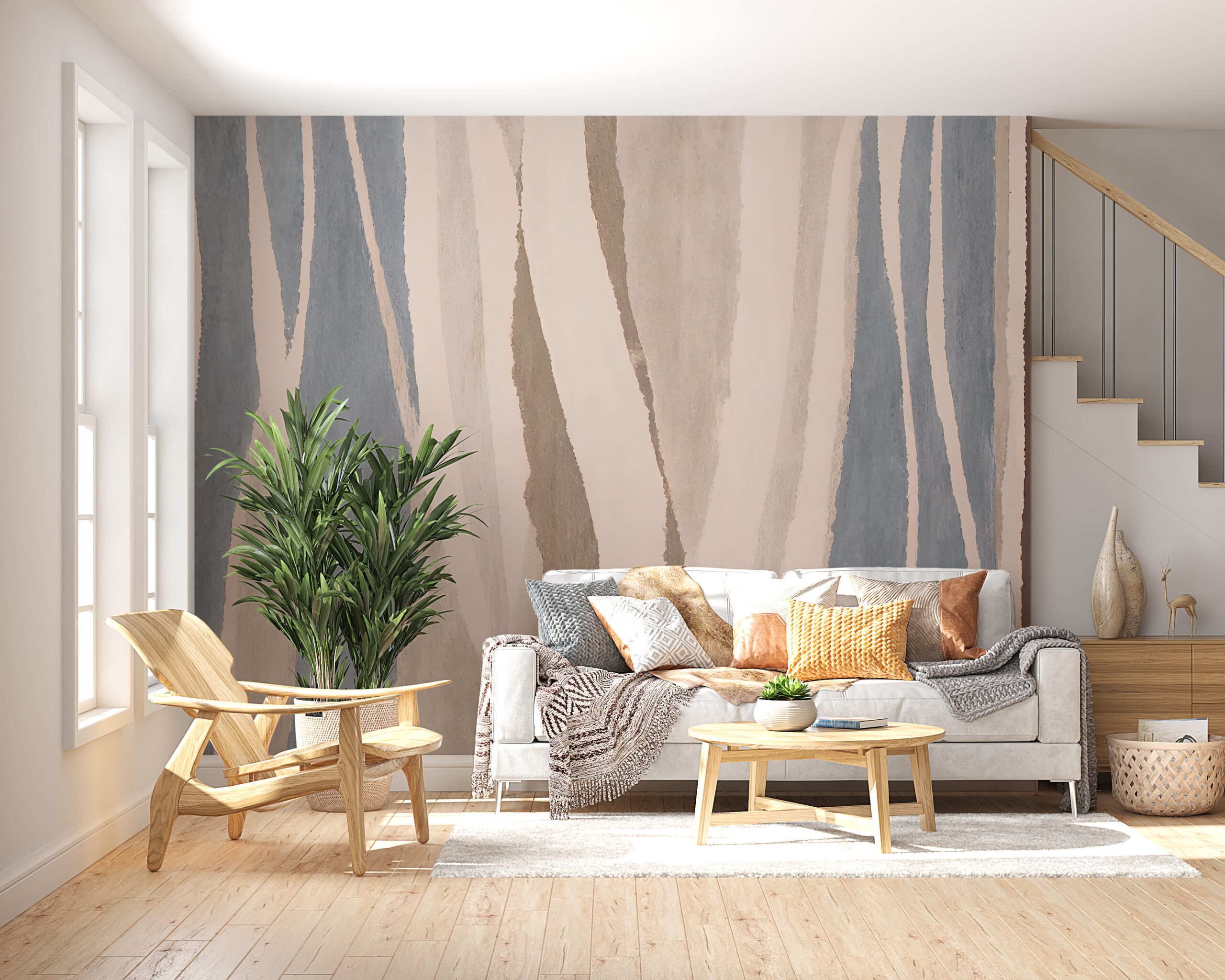 Fototapet Ränder i nyanser av brunt och grått