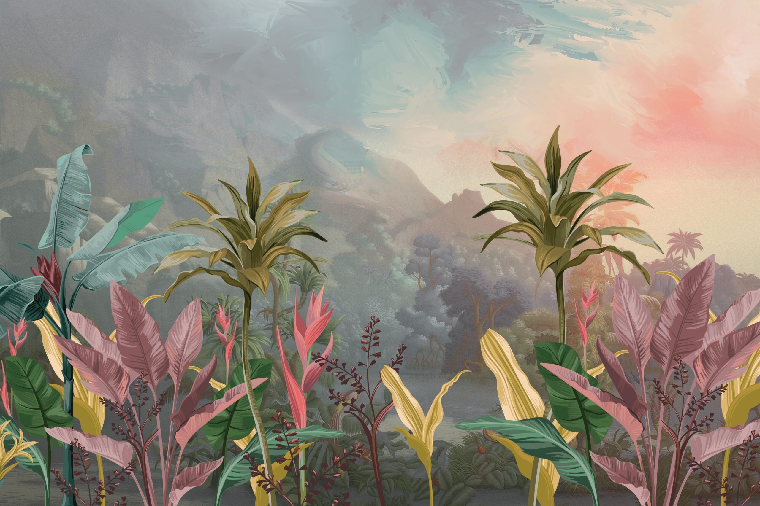 A,Colorful,Sky,Combined,With,Different,Colored,Leaves