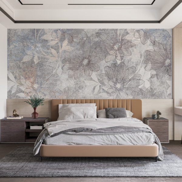 Fototapet Blommor i grått