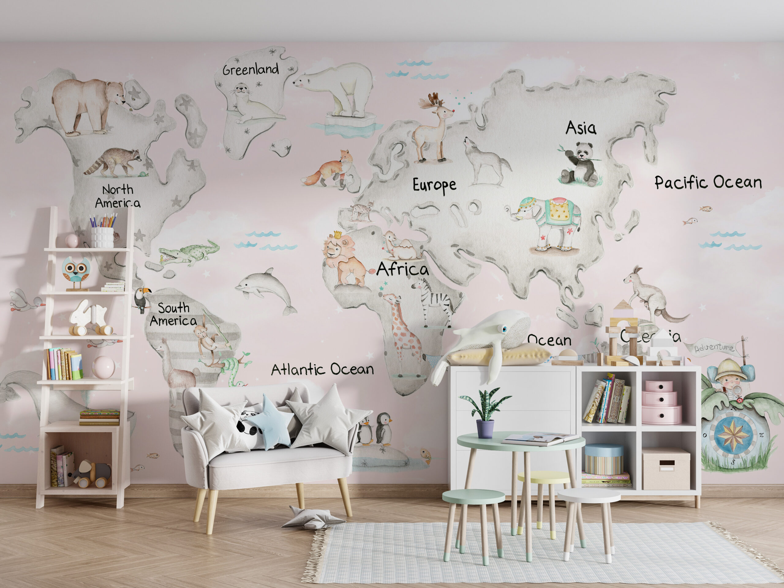 Bakgrund Världskarta Rosa