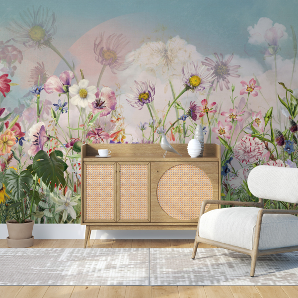 Färgglad äng tapet