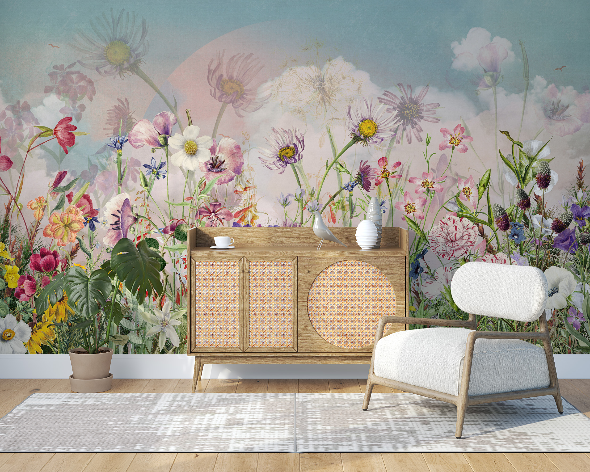 Färgglad äng tapet