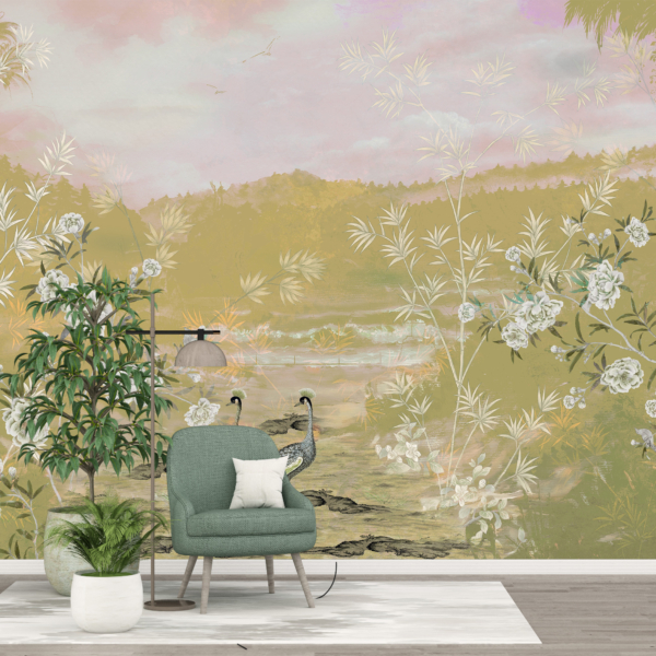 Väggmålning Påfåglar i en glänta