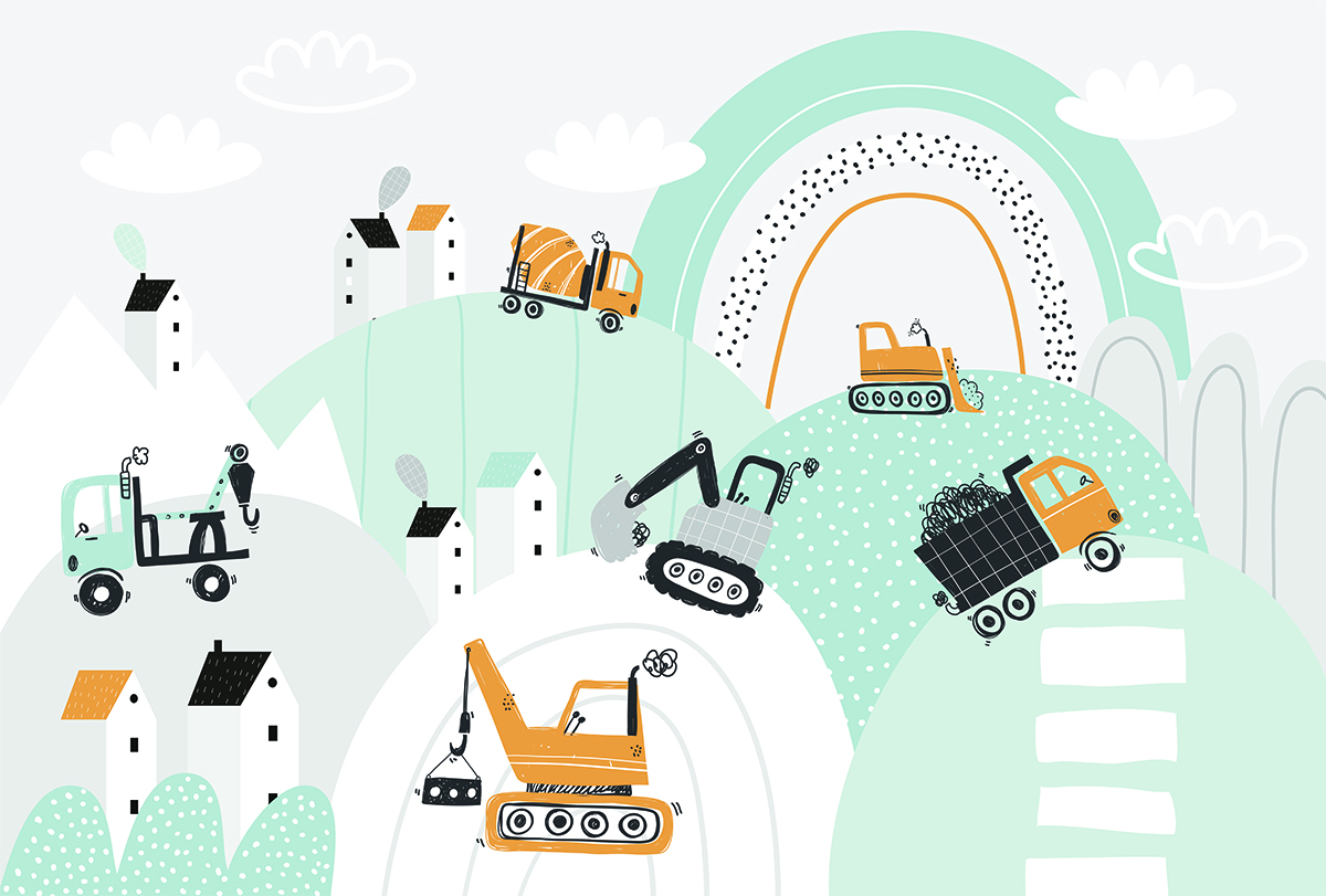 Väggmålning av byggfordon - Bild 3